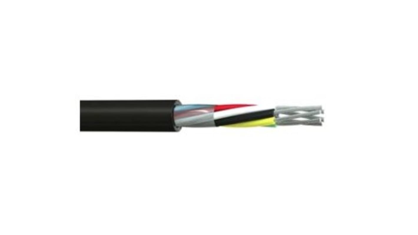 RS PRO Multicore Industrial Cable, 3 Cores, 0.5 mm², DEF STAN, Unscreened, 25m, Black PVC Sheath