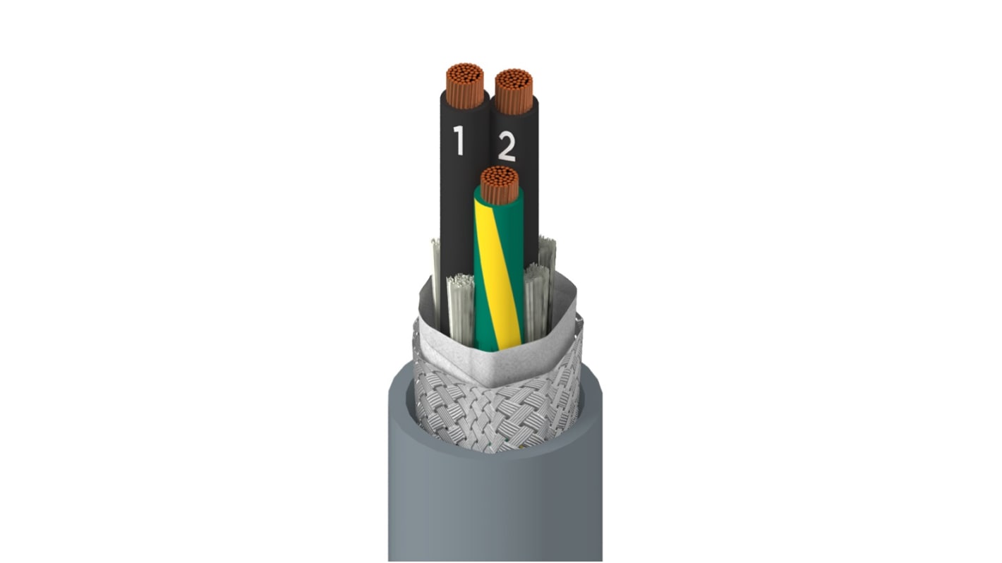 Alpha Wire Xtra-Guard FLEX Performance Cable Multicore Industrial Cable, 3 Cores, Screened, 305m, Grey