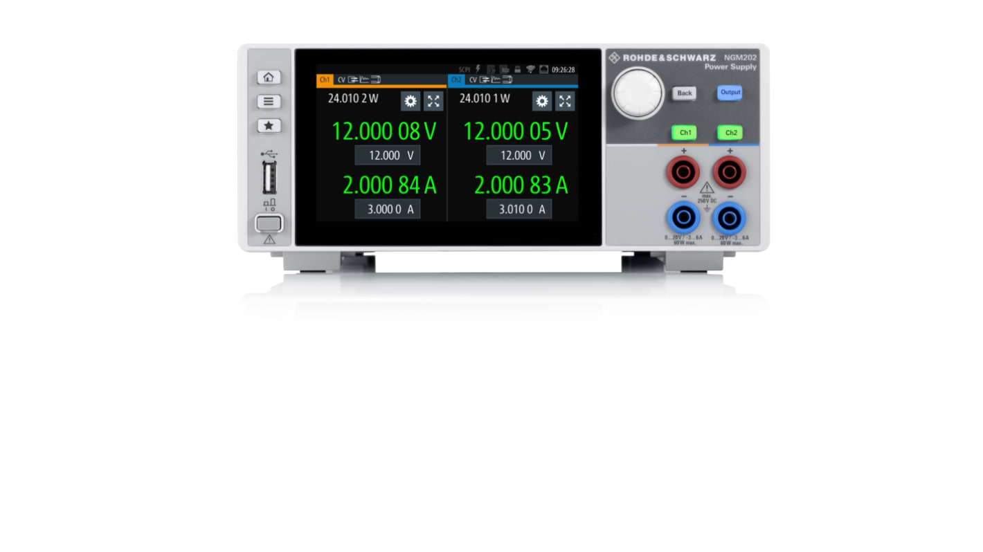 Rohde & Schwarz NGM200 Series Bench Power Supply Bundle, 0 → 20V, 3 A, 6 A, 2-Output, 120W