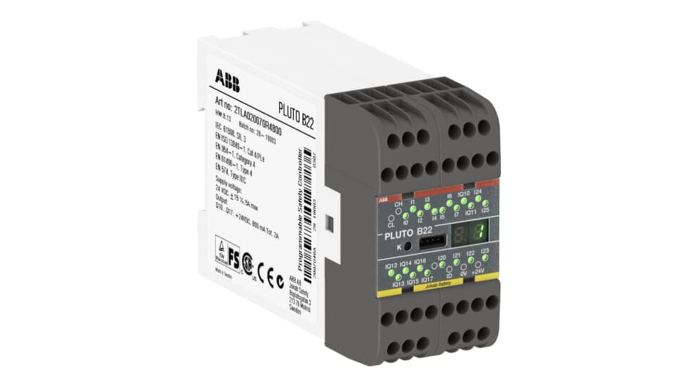 ABB Pluto B22 2TLA Series Safety Controller, 24 V dc