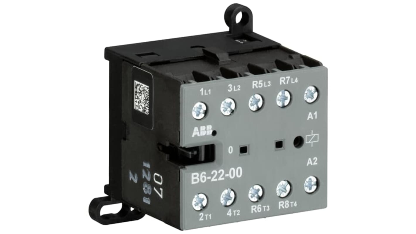 Contactor ABB B6-22-00 B de 4 polos, 2 NC/2 NA, 20 A, bobina 415 V, 4 kW