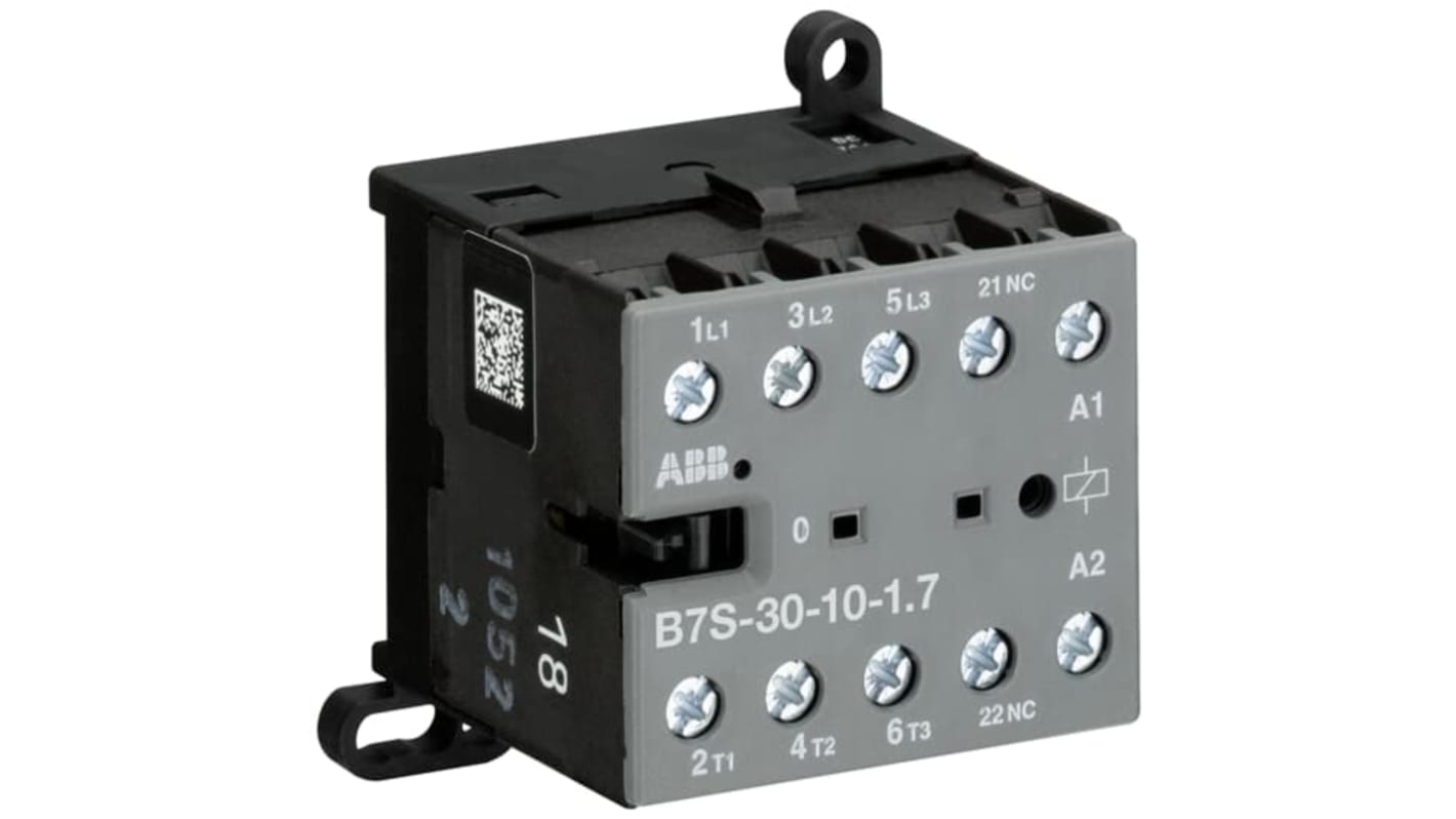 Contattore Unità di controllo ABB, serie B, 3 poli, 3NO, 20 A, 5,5 kW, bobina 24 V c.c.