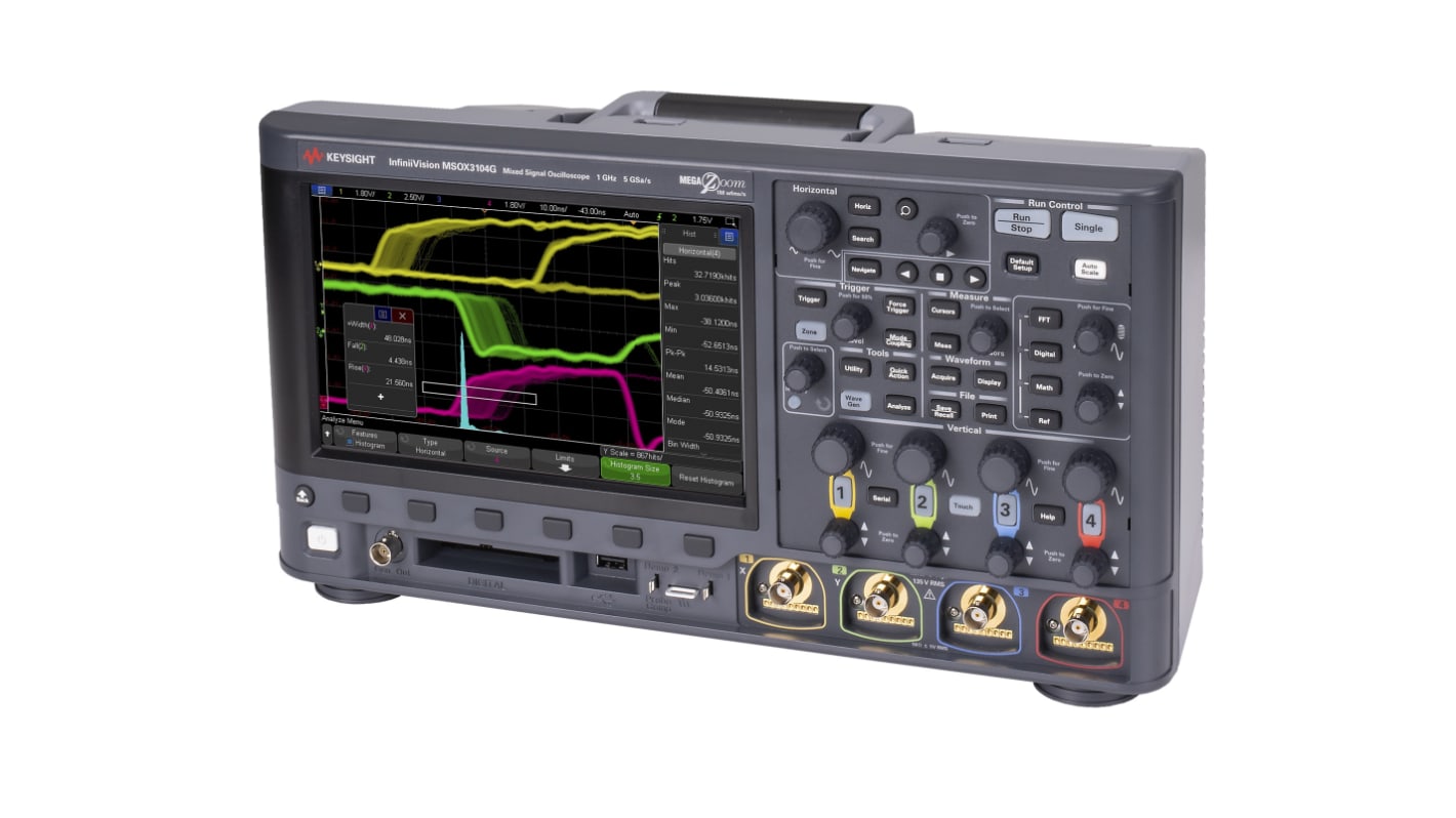 Keysight Technologies MSOX3104G InfiniiVision 3000G X Series, 1GHz Bench Oscilloscope, 4 Analogue Channels, 16 Digital