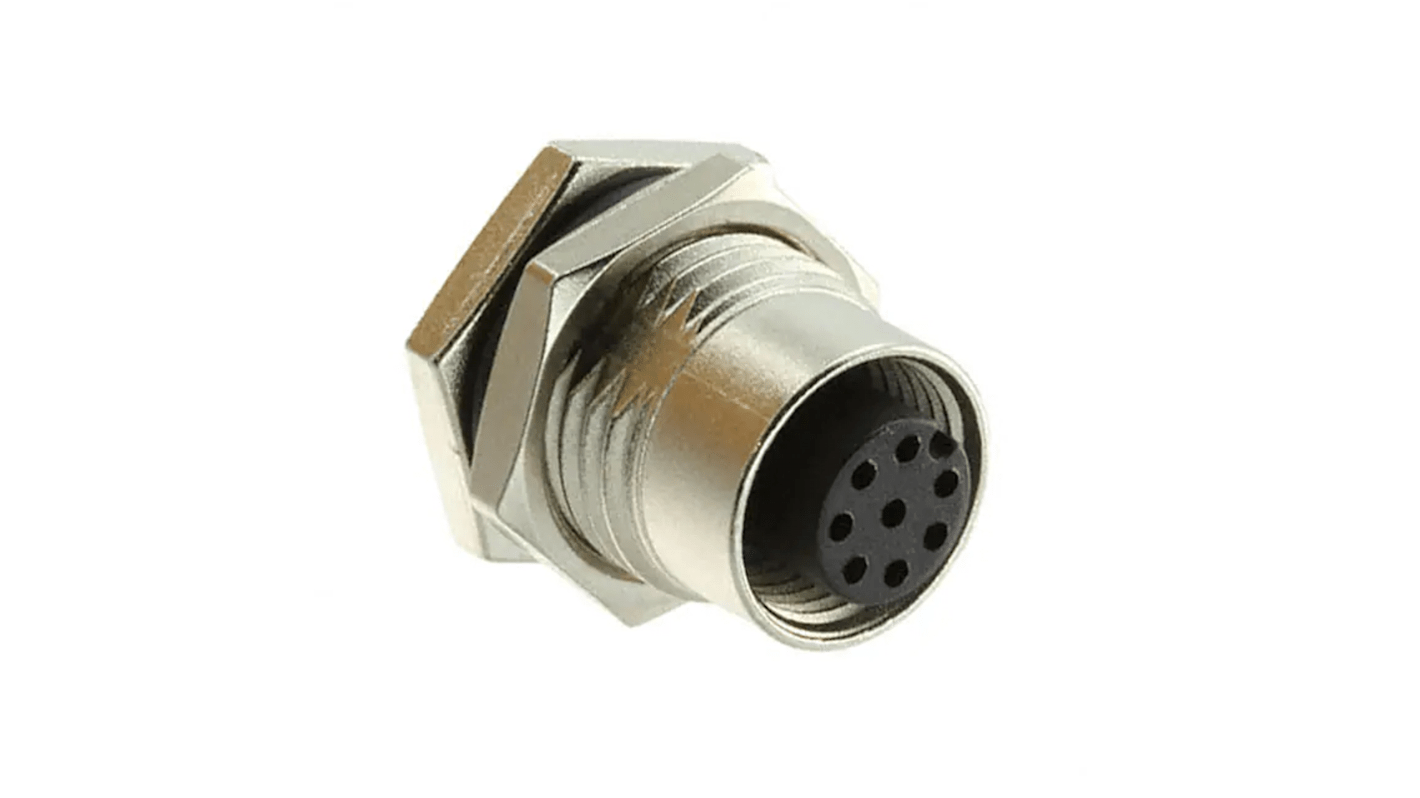 Amphenol Circular Connector, 8 Contacts, Panel Mount, M12 Connector, Socket, Female, M Series