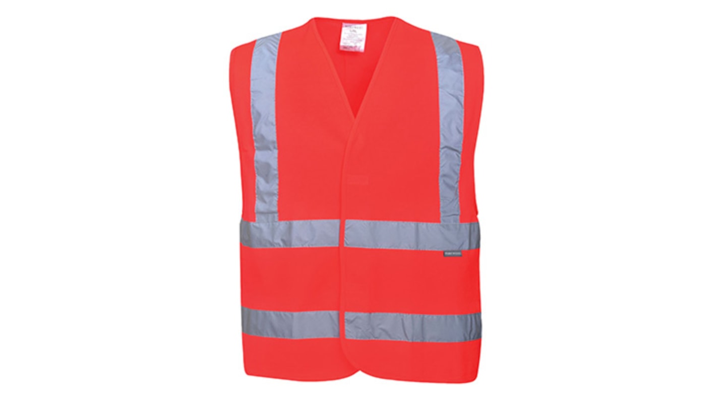 Portwest Red High Visibility Hi Vis Vest, Large-XLarge