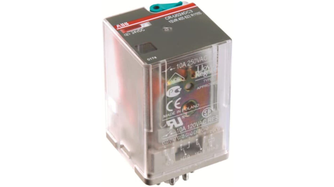 ABB CR Series Interface Relay, DIN Rail Mount, 12V dc Coil, DPDT, 10A Load