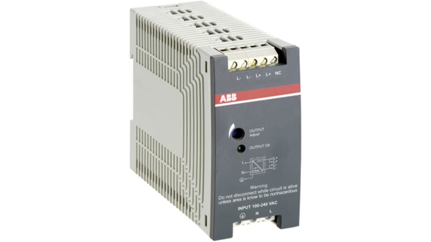 ABB CP Switched Mode DIN Rail Power Supply, 85 → 264 V ac / 90 → 375V dc ac, dc Input, 48V dc dc Output,