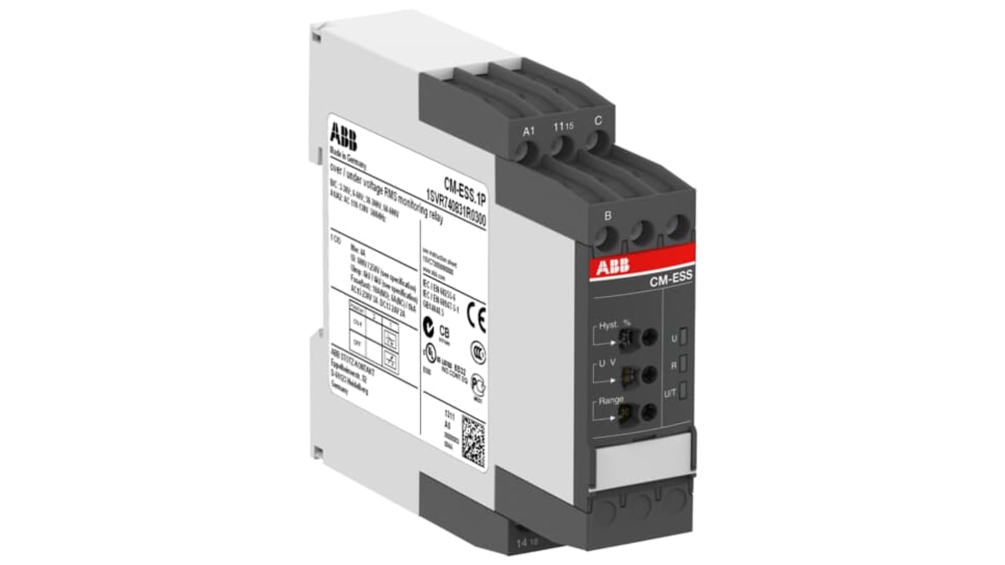 ABB Voltage Monitoring Relay, 1 Phase, SPDT