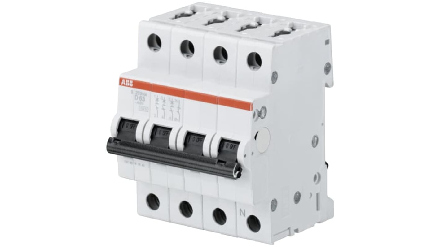 ABB S200 Leitungsschutzschalter Typ D, Pol 3P+N 50A System Pro M Compact DIN-Schienen-Montage