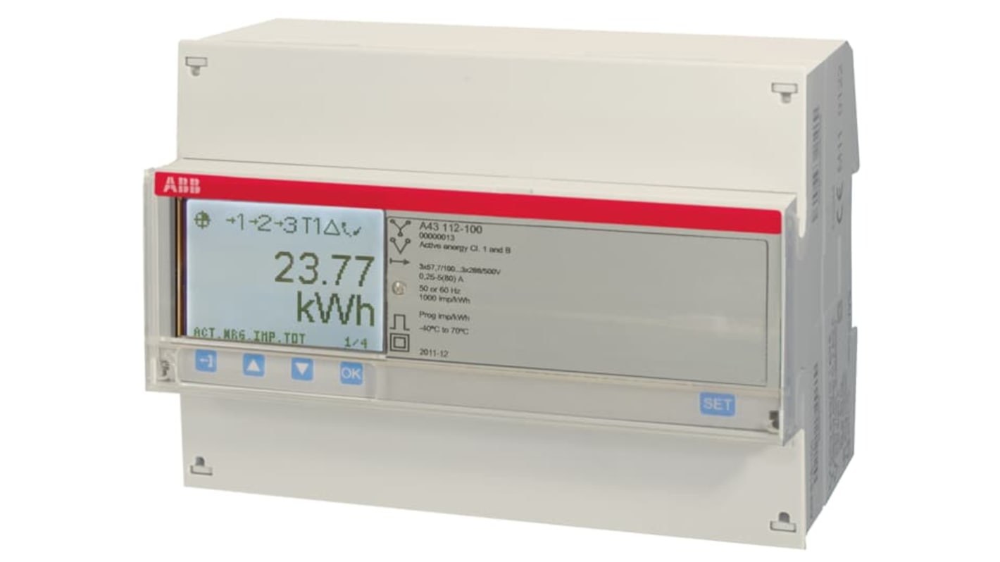 Contatore di energia ABB, A43, 3 fasi, display LCD a 4 cifre