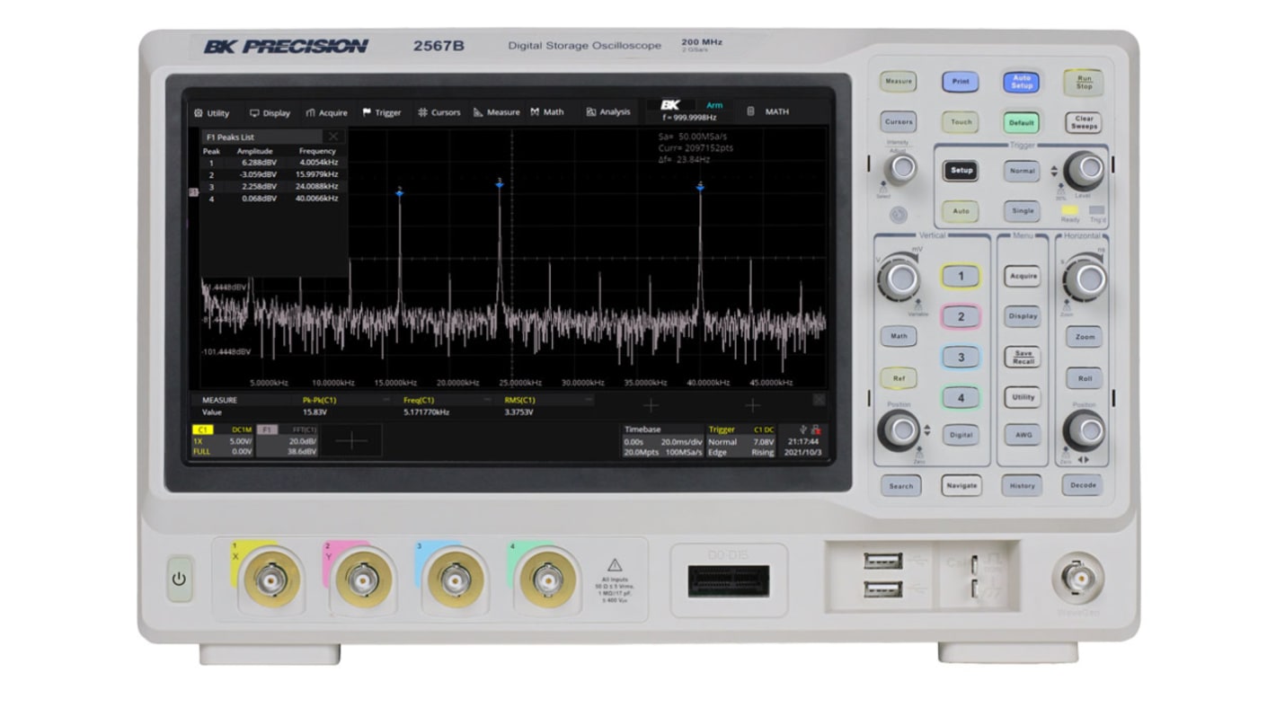 BK Precision BK2567B 2560B Series, 200MHz Bench Oscilloscope, 4 Analogue Channels