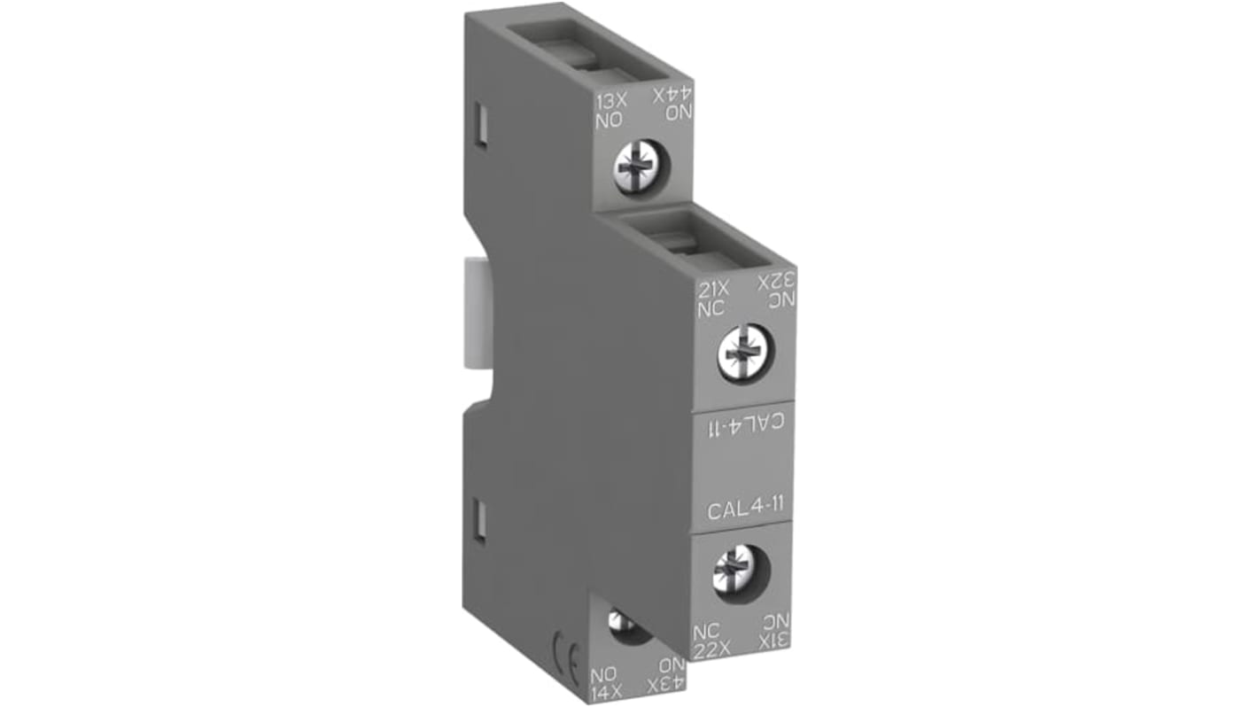 ABB Auxiliary Contact Block, 2 Contact, 1NC + 1NO, Side Mount CAL4