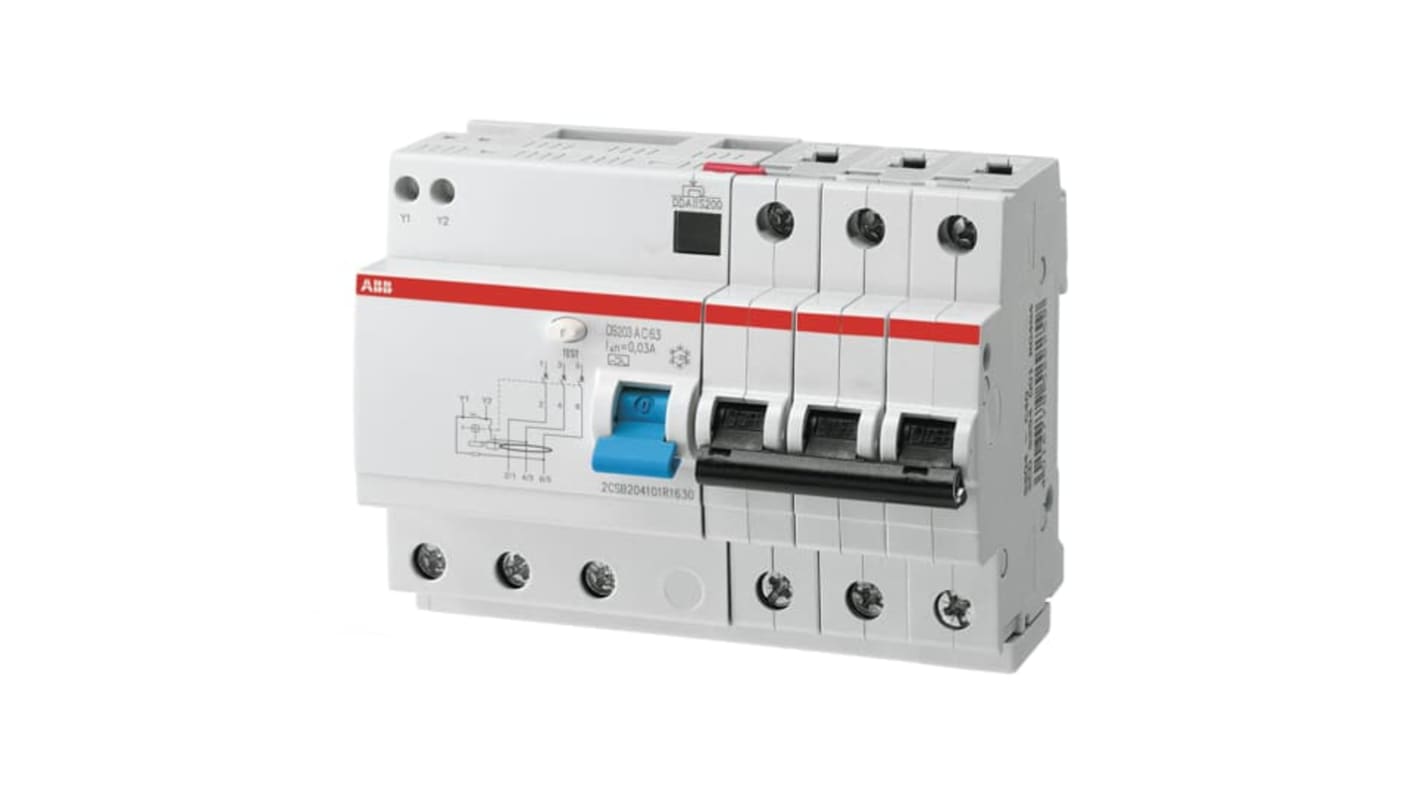 Disjoncteur différentiel magnéto-thermique ABB 6A 3P Type B, DS200