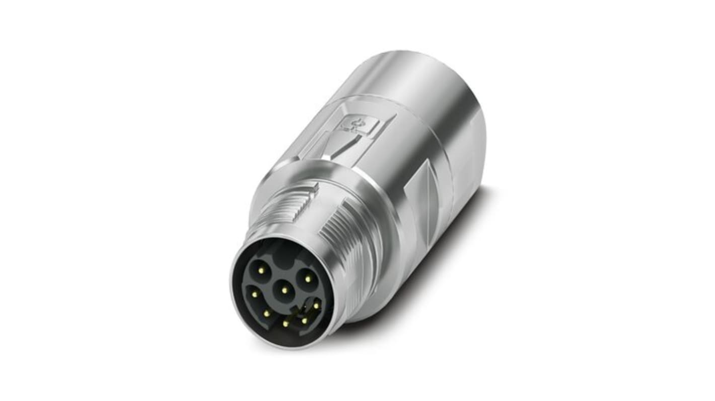 Conector circular Phoenix Contact macho serie M17 PRO de 8 vías, montaje aéreo, IP67, IP68