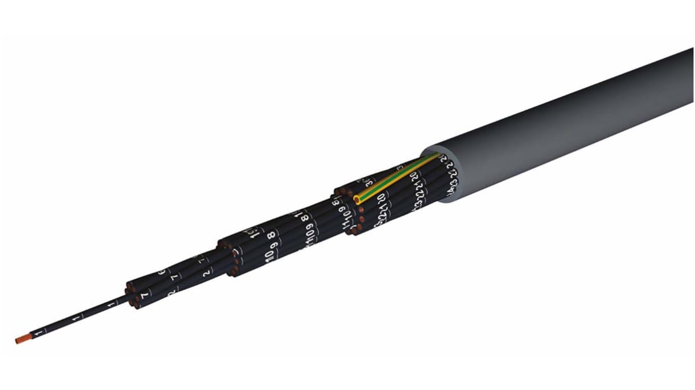 AXINDUS CAELIFLEX Control Cable, 5 Cores, 1.5 mm², YSL/JZ, Unscreened, Grey PVC Sheath, 14AWG