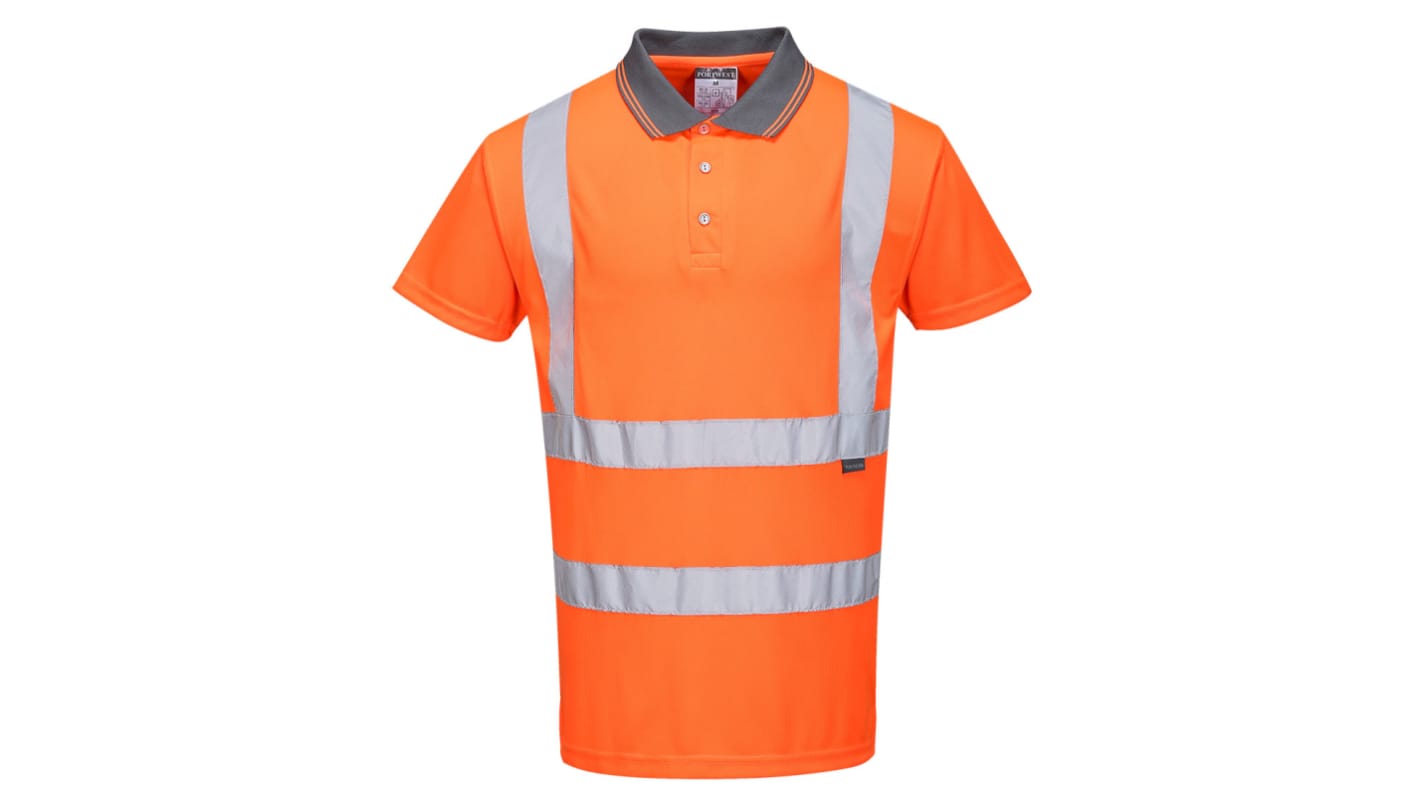 Portwest RT22 Orange Unisex Hi Vis Polo Shirt, M