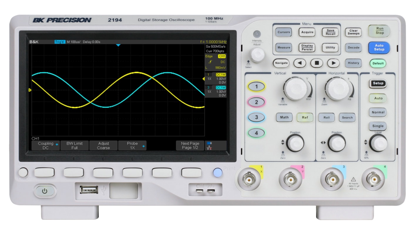 BK Precision BK2194 2194 Series, 100MHz Bench Oscilloscope, 4 Analogue Channels