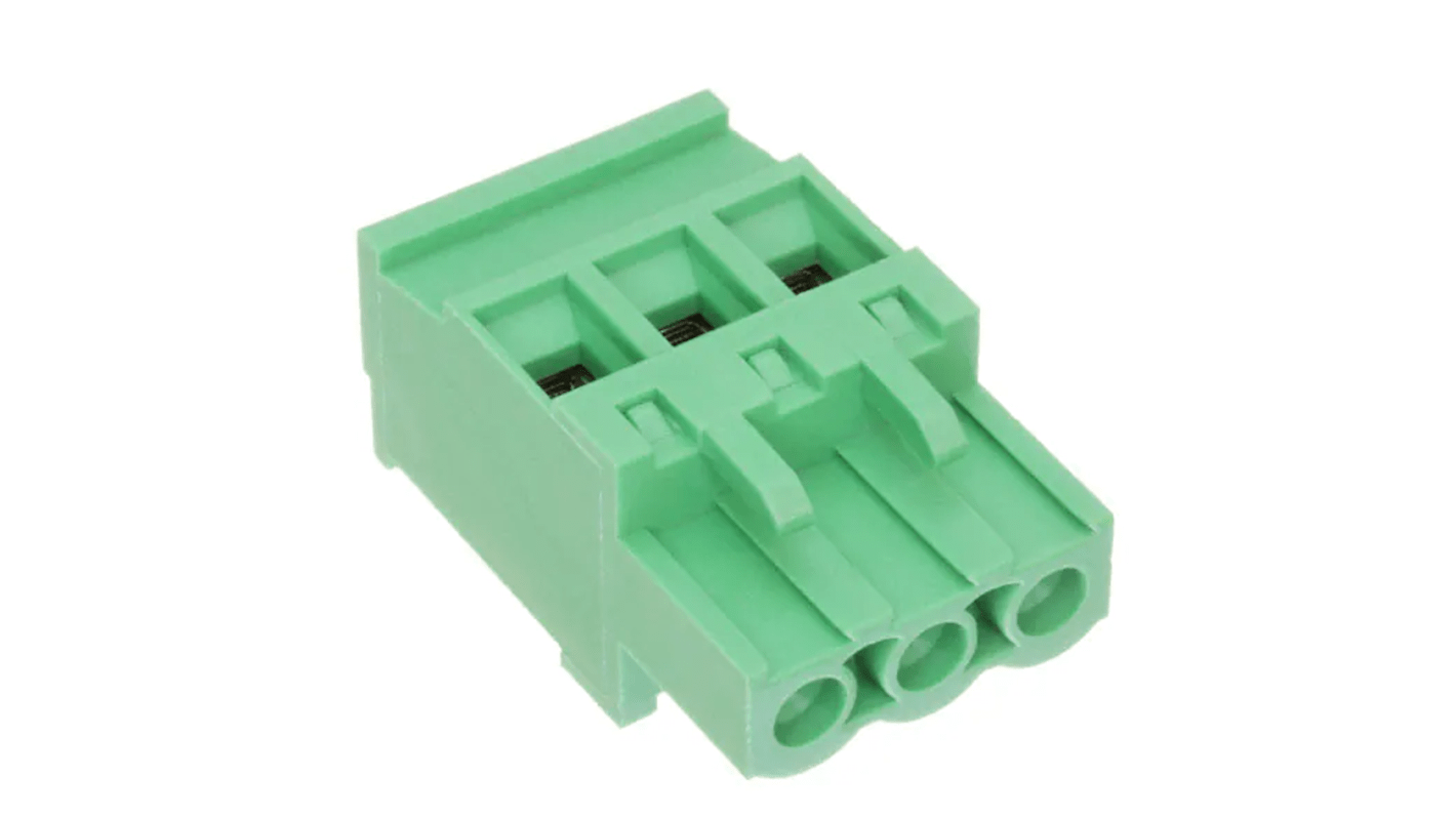 RS PRO, 5mm Pitch, 3 Way, Pluggable Terminal Block, Plug, Free Hanging (In Line)