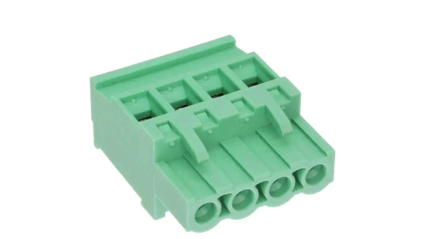 RS PRO, 5.08mm Pitch, 4 Way, Pluggable Terminal Block, Plug, Free Hanging (In Line)