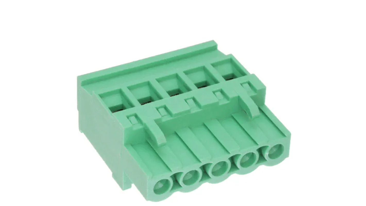 RS PRO 5mm Pitch 5 Way Pluggable Terminal Block, Plug, Free Hanging (In Line)