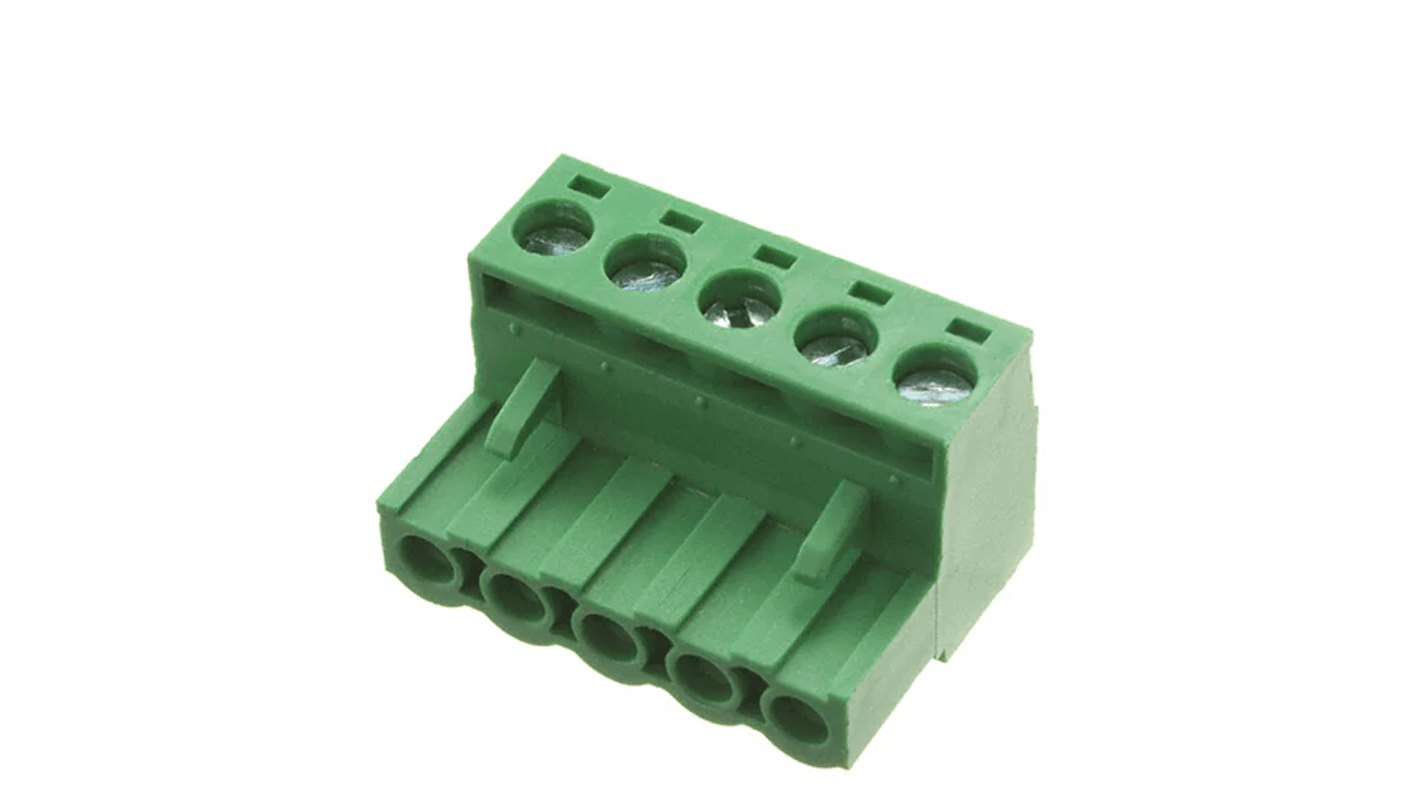 RS PRO, 5.08mm Pitch, 5 Way, Pluggable Terminal Block, Plug, Free Hanging (In Line)