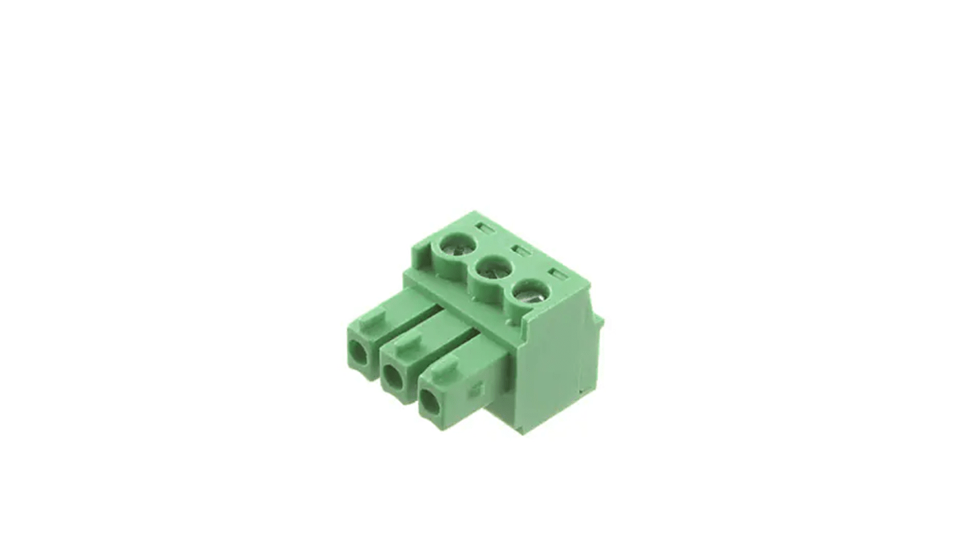 RS PRO, 3.81mm Pitch, 3 Way, Pluggable Terminal Block, Plug, Free Hanging (In Line)