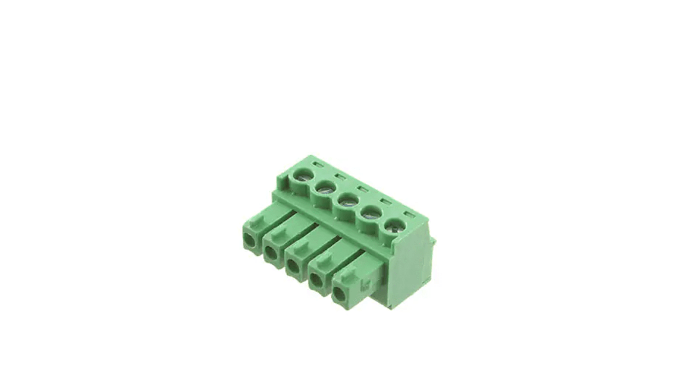 RS PRO 3.81mm Pitch 5 Way Pluggable Terminal Block, Plug, Free Hanging (In Line)
