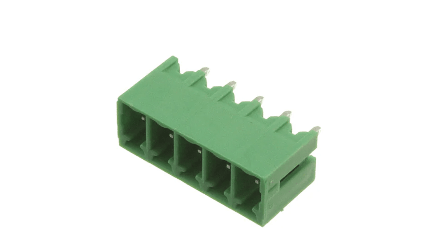 Bloque de terminal PCB Macho RS PRO de 5 vías, paso 3.81mm, montaje Montaje en orificio pasante