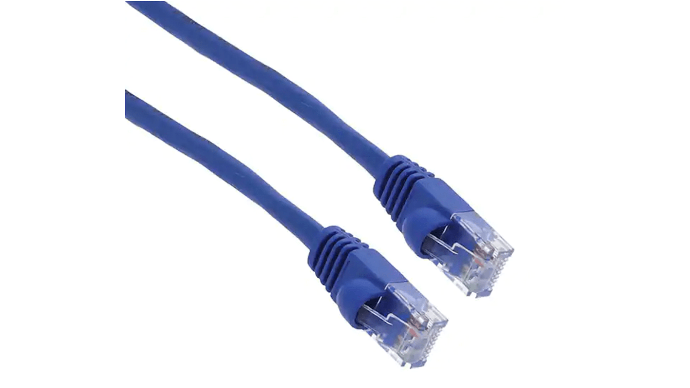 RS PRO, 3m Cat5e, Blue RJ45 to Male RJ45 Male, U/UTP Unshielded, Terminated PVC Sheath