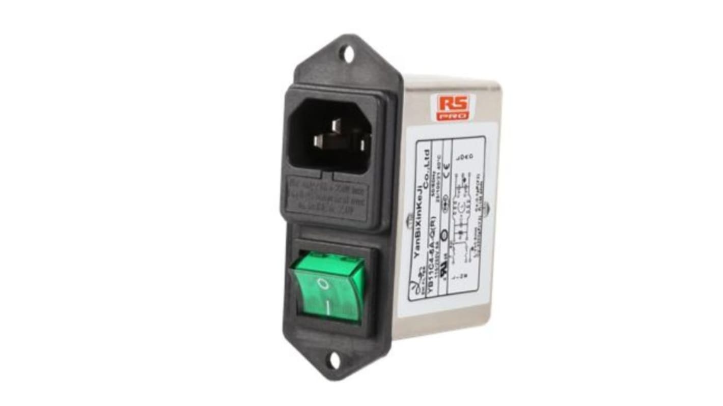 RS PRO 单相RFI滤波器, 6A, 115/250V 交流, 50/60Hz, 插座安装