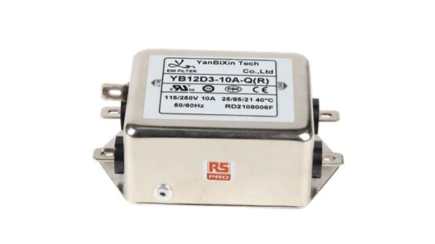 RS PRO 10A 250 V ac, Chassis Mount EMI Filter, Single Phase