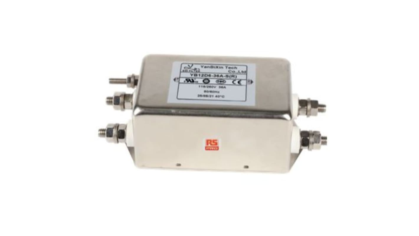 RS PRO 36A 250 V ac, Chassis Mount Power Line Filter, Single Phase