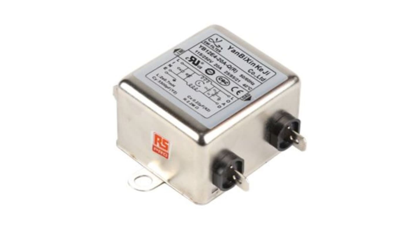 RS PRO 20A 250 V ac, Chassis Mount EMI Filter, Single Phase