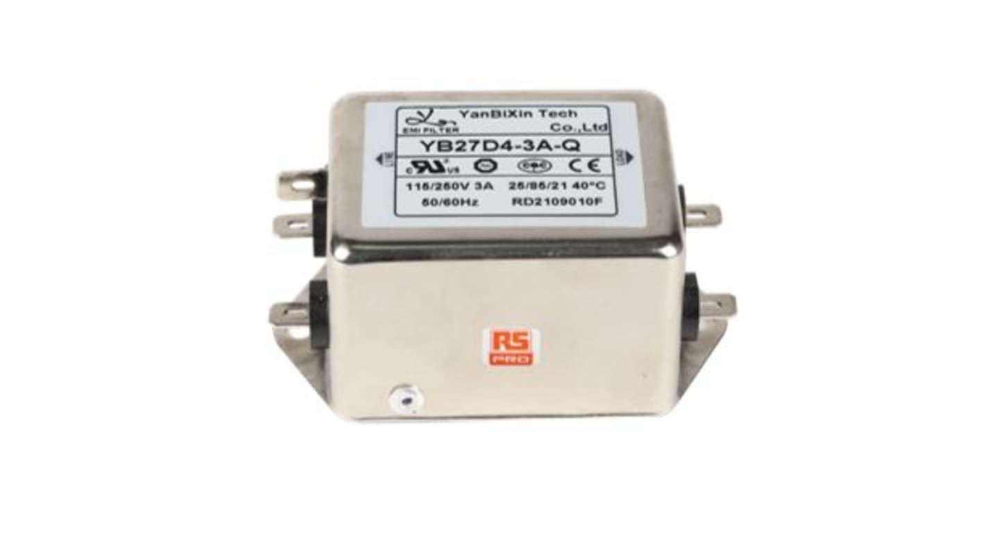 RS PRO 3A 250 V ac, Chassis Mount EMI Filter, Single Phase