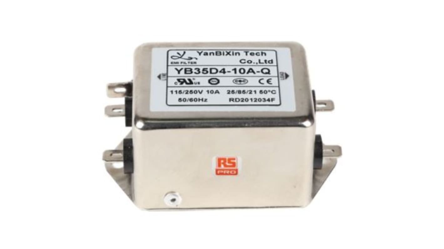 RS PRO 10A 250 V ac, Chassis Mount Power Line Filter, Single Phase