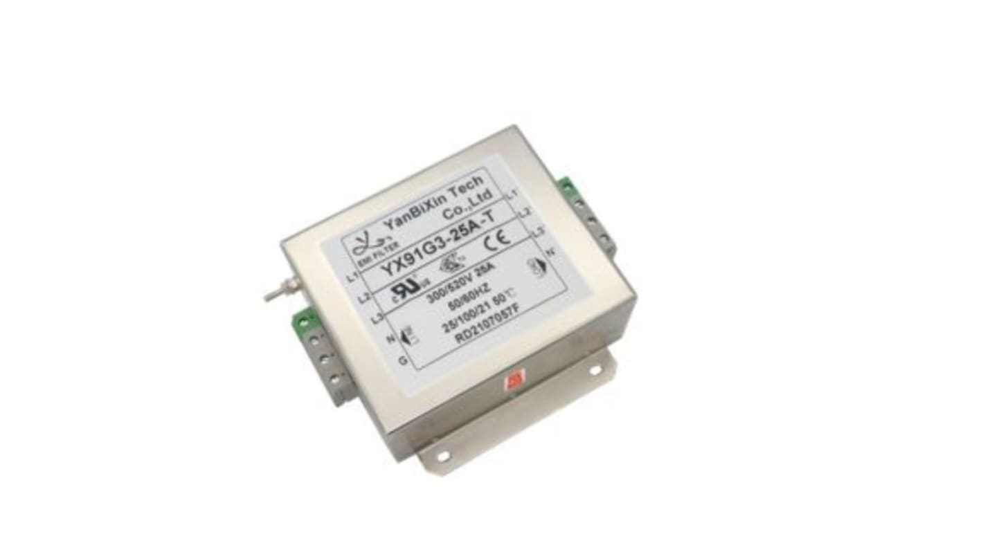 RS PRO 三相电源滤波器, 25A, 520 V 交流, 底盘安装