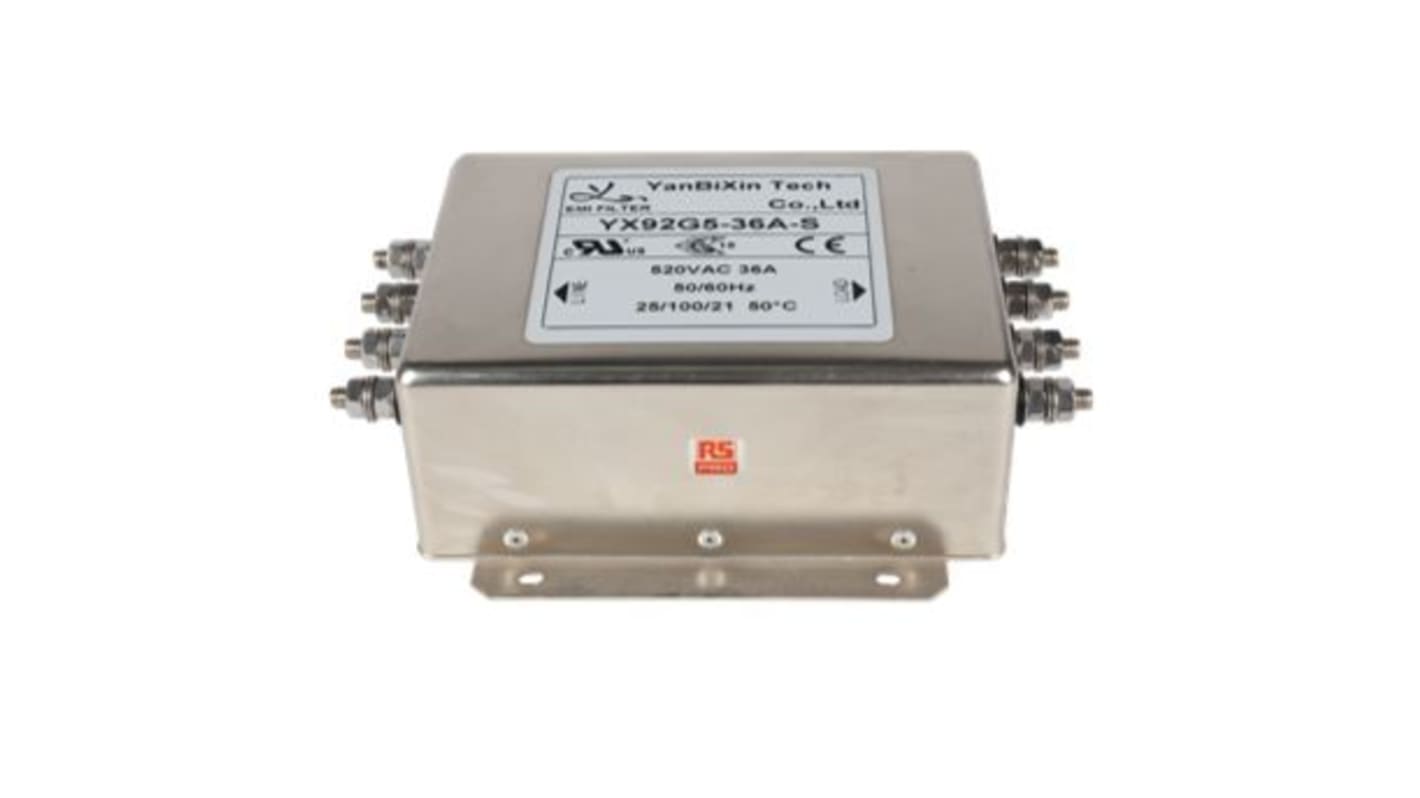 RS PRO 36A 520 V ac, Chassis Mount Power Line Filter 3 Phase