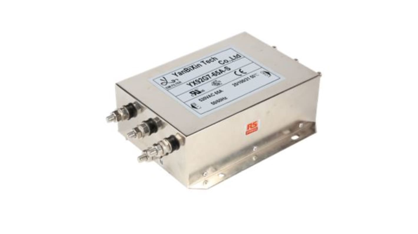 RS PRO 65A 300/520 V ac 50/60Hz, Chassis Mount Power Line Filter, Screw 3 Phase