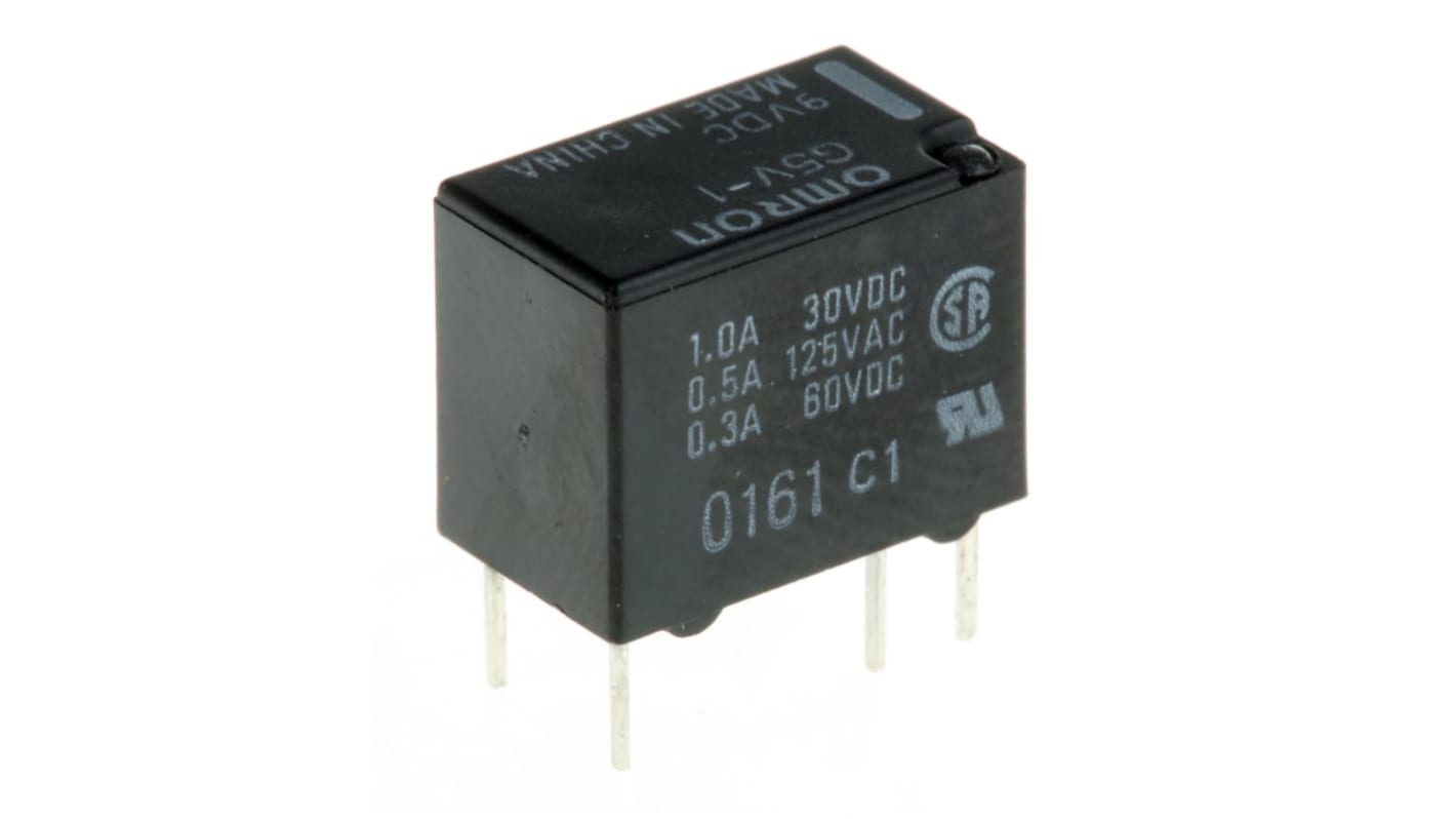 Omron PCB Mount Relay, 9V dc Coil, 1A Switching Current, SPDT