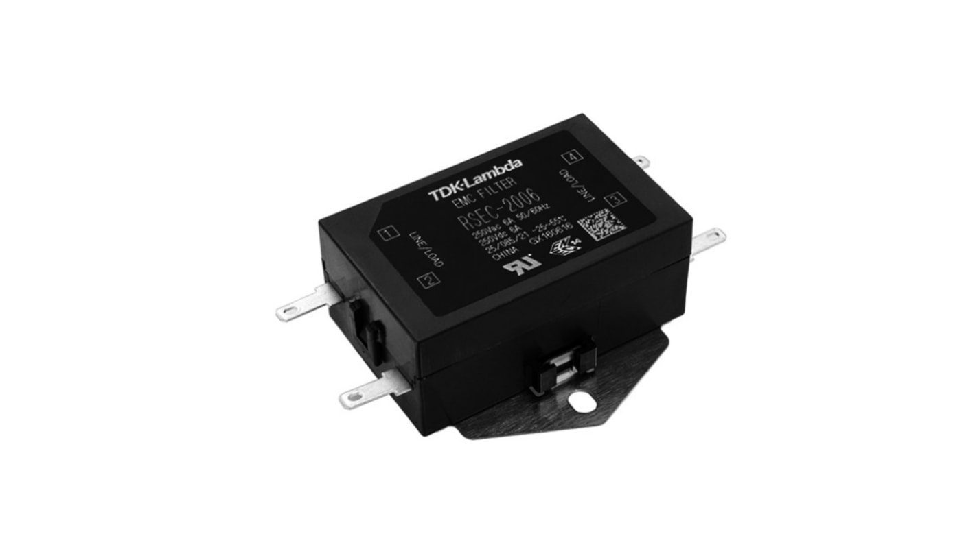 TDK-Lambda 6A 250 V ac, Panel Mount EMC Filter, Fast-On, Single Phase