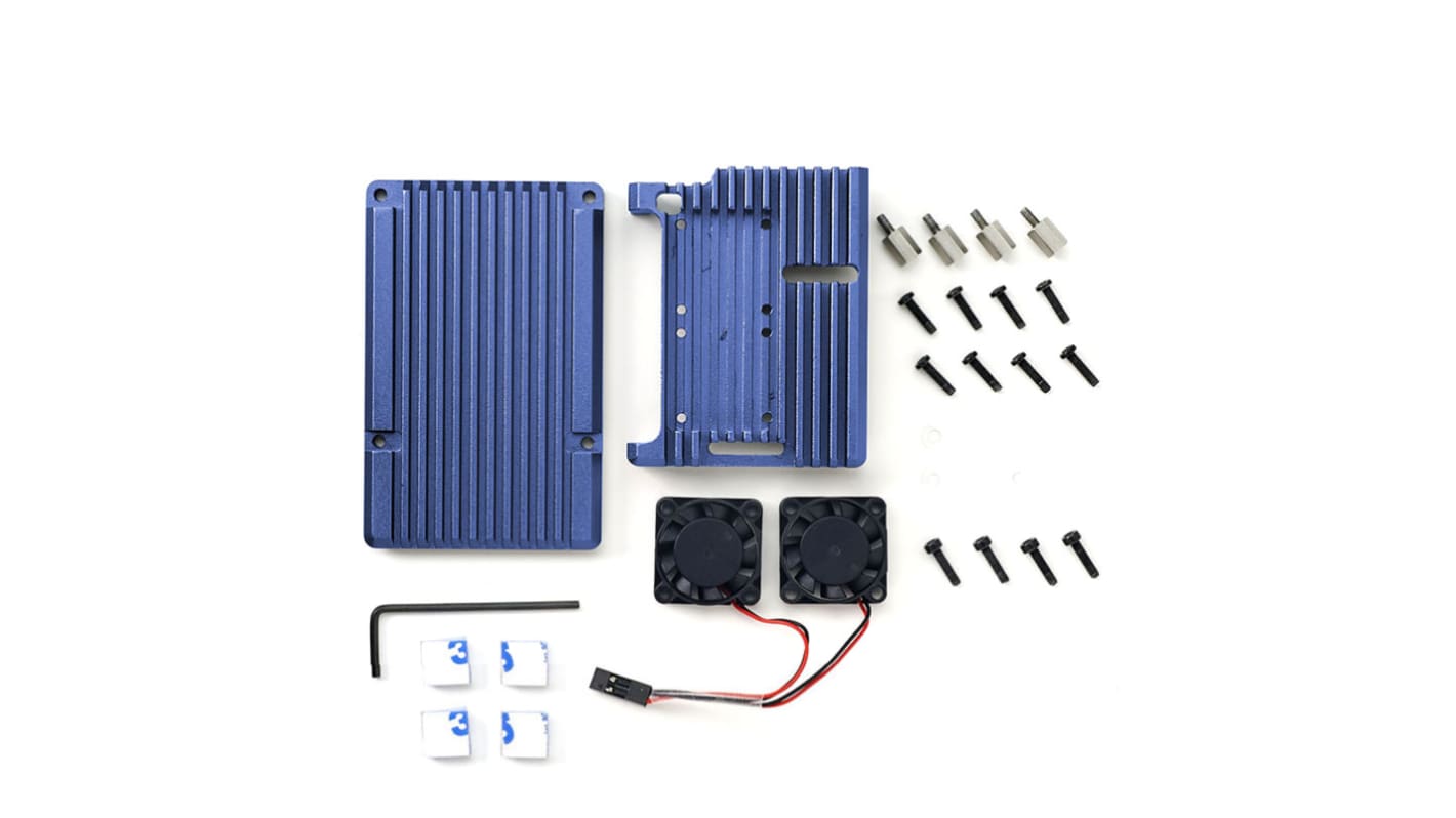 DesignSpark Aluminium Case for use with Raspberry Pi 4 in Blue
