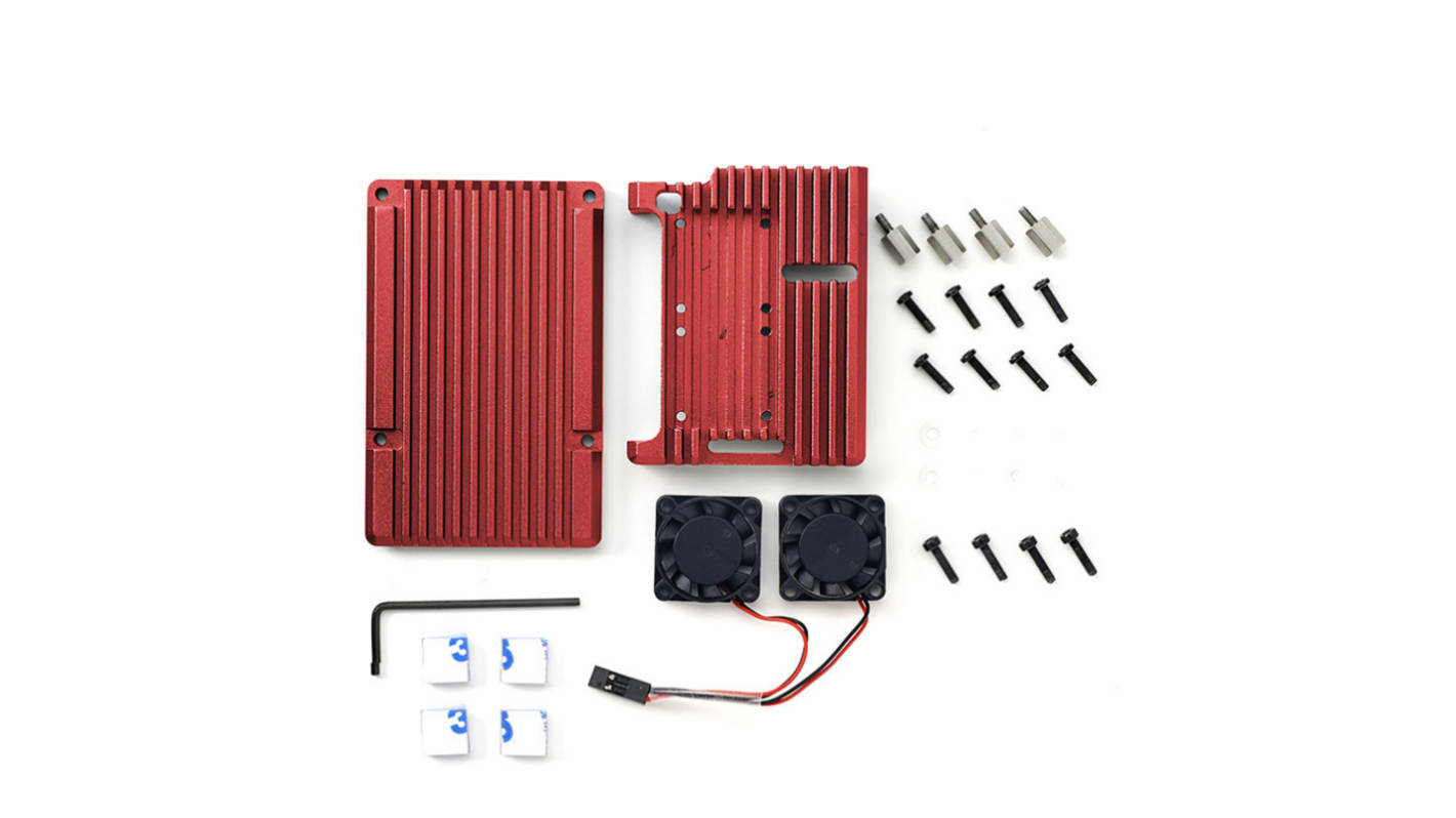 DesignSpark Aluminium Case for use with Raspberry Pi 4 in Red