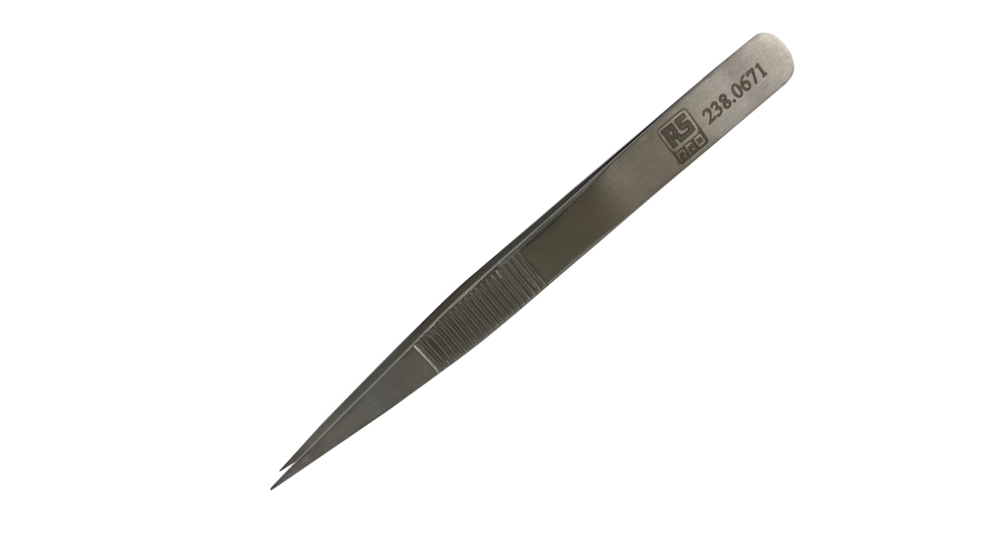 RS PRO 120 mm, Low Carbon Austenitic Steel, Straight, Tweezer