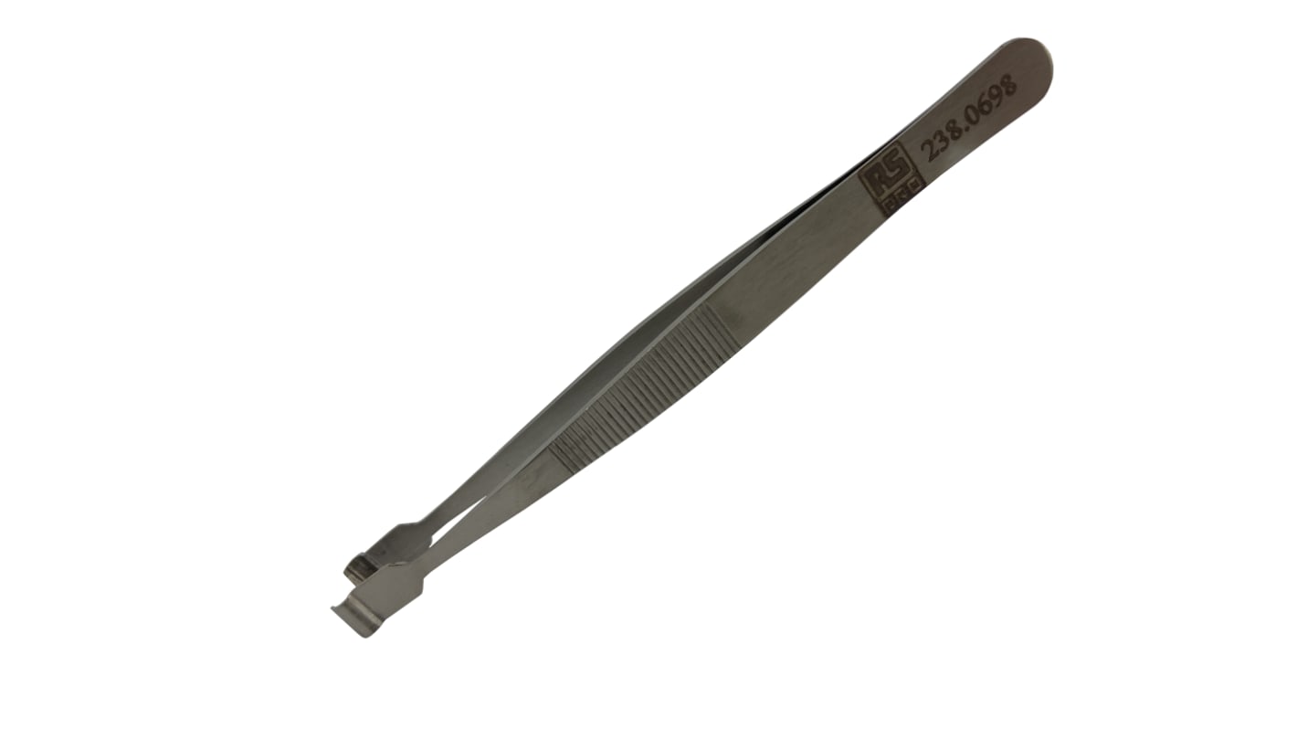 RS PRO 120 mm, Low Carbon Austenitic Steel, Rounded, Tweezer