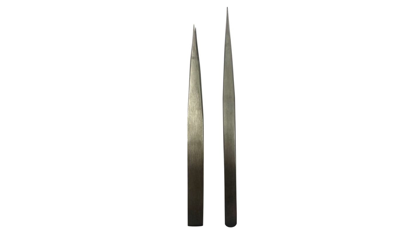 RS PRO 130 mm, 140 mm, Low Carbon Austenitic Steel, Fine, Tweezer Set