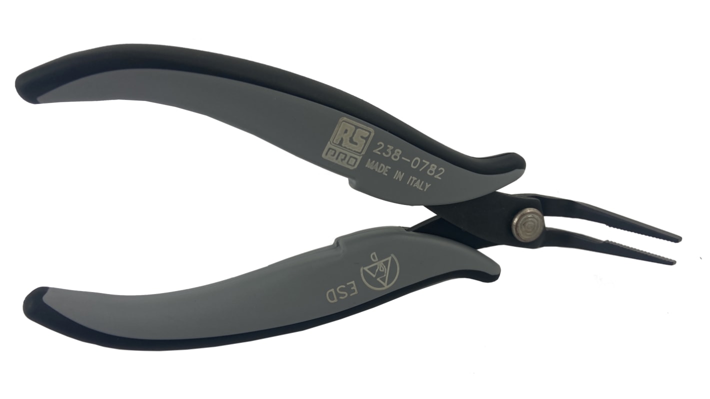 RS PRO Long Nose Pliers, 152 mm Overall, Angled Tip, 16mm Jaw, ESD