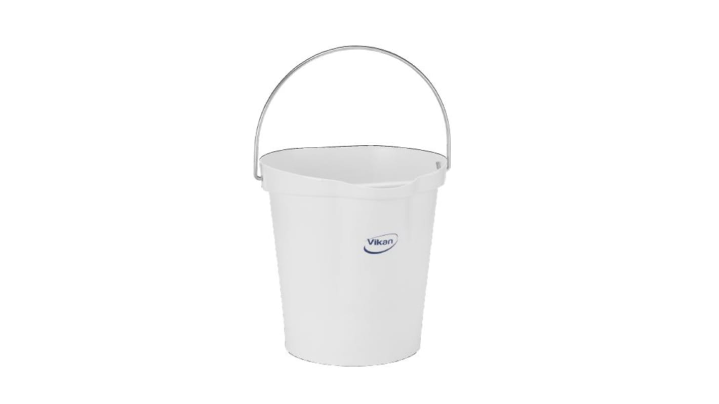 12L Polypropylene White Bucket With Handle