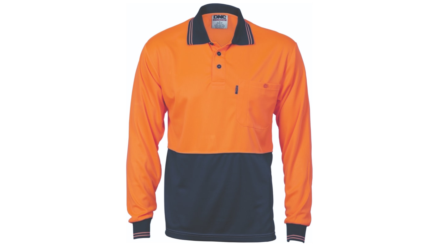 DNC 3813 Orange/Navy Unisex Hi Vis Polo Shirt, S