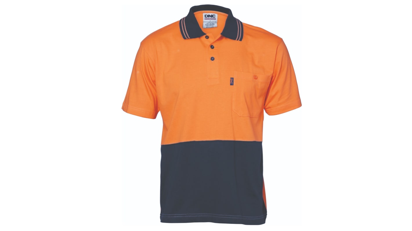 DNC 3845 Orange/Navy Unisex Hi Vis Polo Shirt, XS