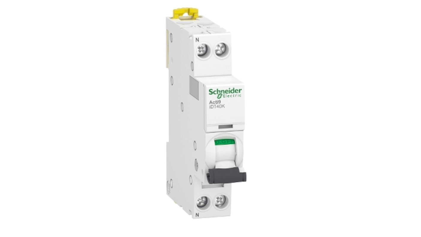 Schneider Electric Acti 9 Acti9 iDT40K MCB, 1P+N, 6A Curve C, 230V AC